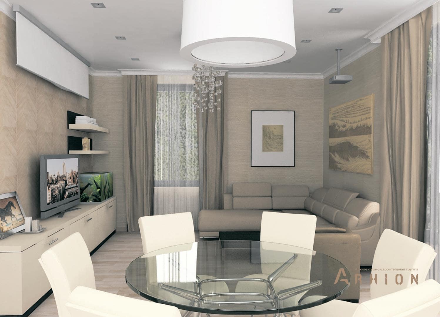 5. Проект одноэтажного дома в канадском стиле с двускатной кровлей, H-62, площадью - 96 кв c терассой, эркером